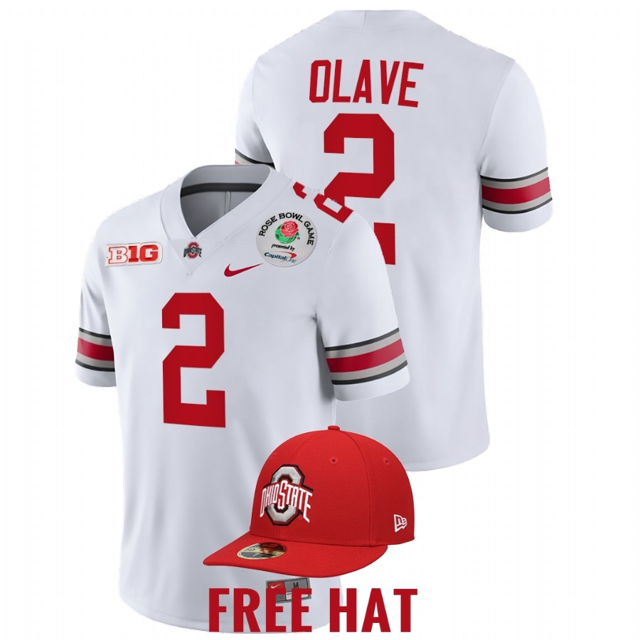 Ohio State Buckeyes Men's NCAA Chris Olave #2 White Rose Bowl 2022 Playoff College Football Jersey BBV7749TO